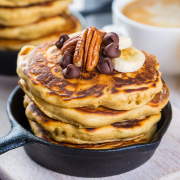 Chocolate Chip Pancakes with Gusto's Pancake Syrup